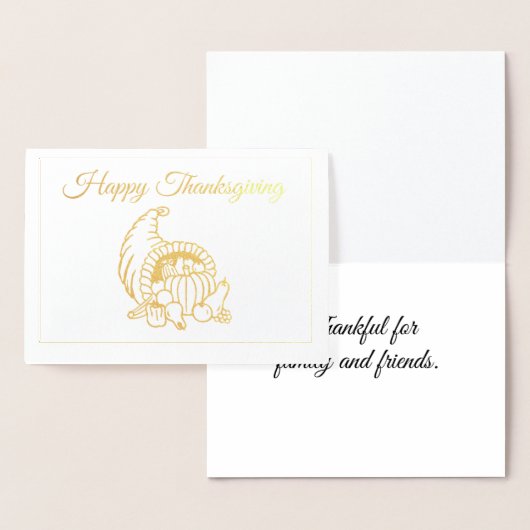 Gold Foil Cornucopia Erntedank Holiday Card Folienkarte (Anzeige)