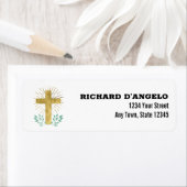 Gold Foil Cross Religious Address Labels (Insitu)