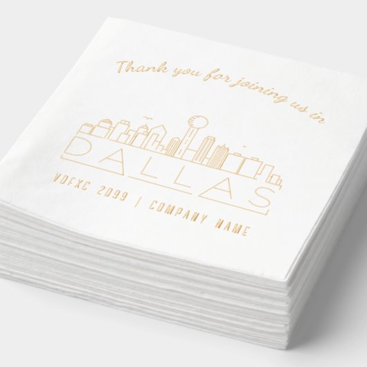 Gold Foil Custom Dallas Corporate Event Napkins Servietten Mit Folie (Ausschnitt)
