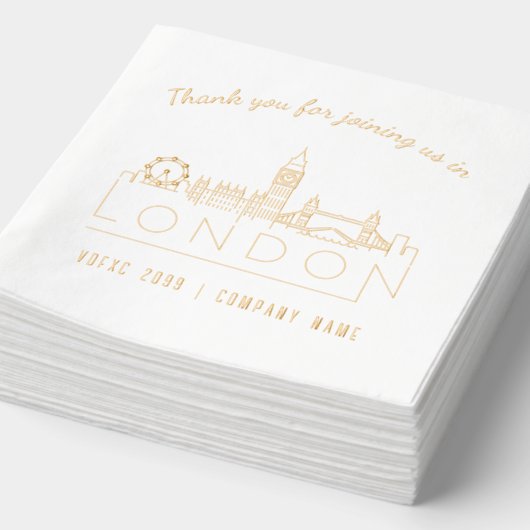 Gold Foil Custom London Messe & Event Napkins Servietten Mit Folie (Ausschnitt)