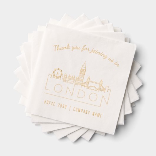 Gold Foil Custom London Messe & Event Napkins Servietten Mit Folie (Insitu (Gestapelt))