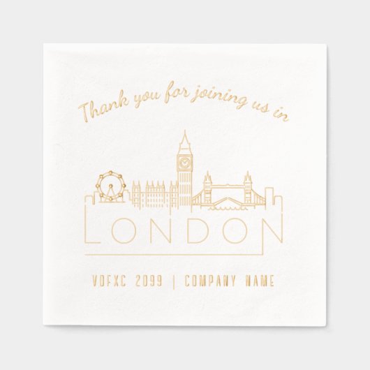 Gold Foil Custom London Messe & Event Napkins Servietten Mit Folie (Vorderseite)