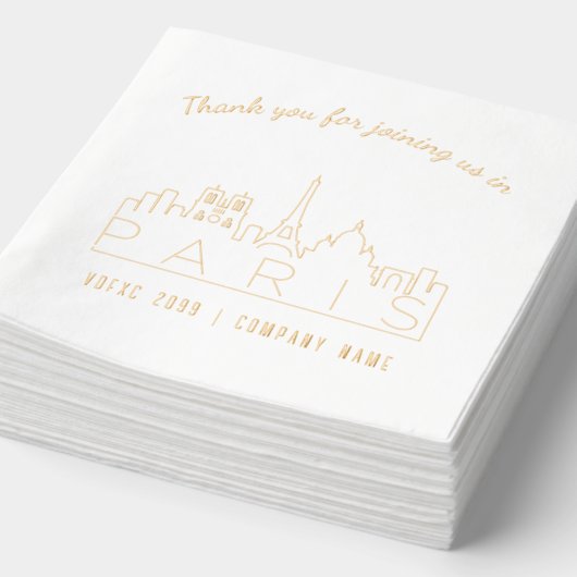 Gold Foil Custom Paris Corporate Event Napkins Servietten Mit Folie (Ausschnitt)