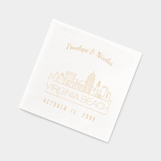 Gold Foil Custom Virginia Beach Wedding Napkins Servietten Mit Folie (Links)
