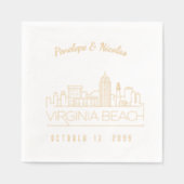 Gold Foil Custom Virginia Beach Wedding Napkins Servietten Mit Folie (Vorderseite)
