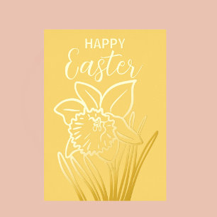 Gold Foil Daffodil Floral Happy Osterfeier Folien Feiertagskarte