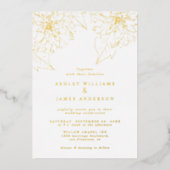 Gold Foil Dahlia Floral Elegant Wedding Folieneinladung (Vorderseite)