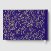 Gold Foil Daisies Floral Royal Blue Wedding Gästebuch (Rückseite)