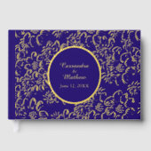Gold Foil Daisies Floral Royal Blue Wedding Gästebuch (Vorderseite)