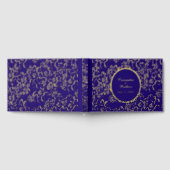 Gold Foil Daisies Floral Royal Blue Wedding Gästebuch (Voll)