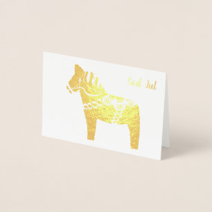 Gold Foil Dala Horse God Jul Grußkarte Folienkarte
