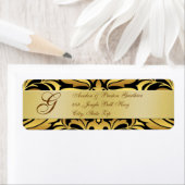 Gold Foil Damask Monogram Schwarze Labels für neue (Insitu)