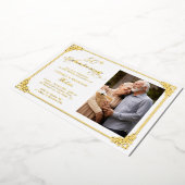 Gold Foil Damask Rahmen Hochzeitsjubiläum Foto Folieneinladung (Gedreht)