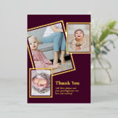 Gold Foil DANK IHNEN Foto Collage Moderner QR CODE Folieneinladung (Stehend vorne)