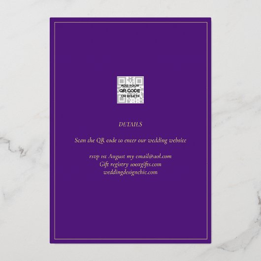 Gold Foil DANK IHNEN Foto Collage Moderner QR CODE Folieneinladung (Rückseite)