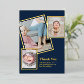 Gold Foil DANK IHNEN Foto Collage Moderner QR CODE Folieneinladung (Stehend vorne)