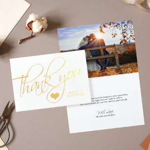 Gold Foil DANK YOU Wedding Heart FOTO Folienkarte