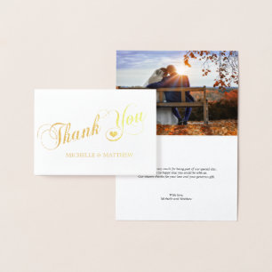 Gold Foil DANK YOU Wedding Heart   FOTO Folienkarte