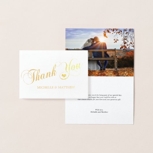 Gold Foil DANK YOU Wedding Heart | FOTO Folienkarte (Anzeige)