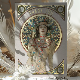 Gold Foil Dankeschön Card Art Nouveau Mucha Folieneinladung
