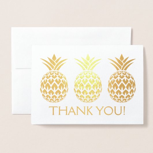 Gold Foil Dankeschön Karte mit Ananas Muster (Vorderseite mit Umschlag)