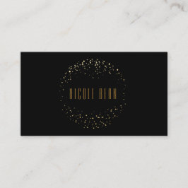 Gold Foil Dots Circle Emblem Black Business Card Visitenkarte