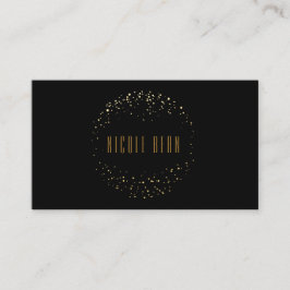 Gold Foil Dots Circle Emblem Black Business Card Visitenkarte