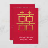 Gold Foil Double Happiness Chinesische Hochzeit Einladung (Vorne/Hinten)