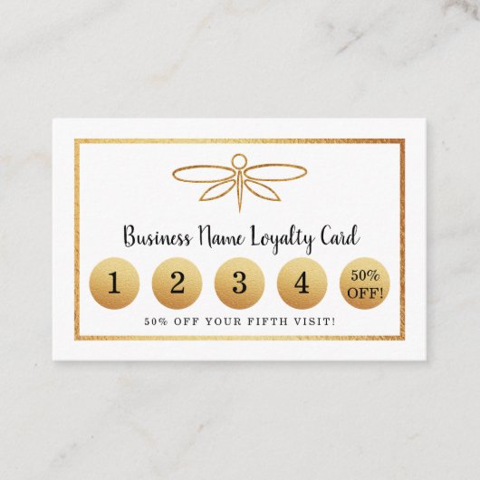 Gold Foil Dragonfly - Loyalty Card Treuekarte (Vorderseite)