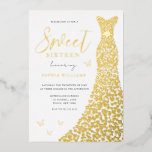 Gold Foil Dress Butterfly Sweet 16 Party Folieneinladung<br><div class="desc">Goldfolienkleid Schmetterling Sweet 16 Party Foil Einladung Weitere Einladungen in unserem Nest- und Nestladen</div>