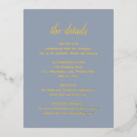 Gold Foil Dusty Blue Wedding Card