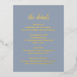 Gold Foil Dusty Blue Wedding Card Folie Einladungspostkarte