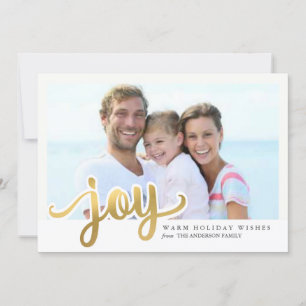 Gold Foil Effect Christmas Joy Hand Script Foto Feiertagskarte