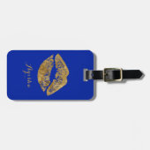 Gold Foil Effect Kiss Monogram Gepäckmarke Gepäckanhänger (Vorderseite horizontal)