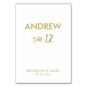 Gold Foil Effect Wedding Table Cards Tabelle 12 Tischnummer (Rückseite)