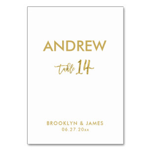 Gold Foil Effect Wedding Table Cards Tabelle 14 Tischnummer