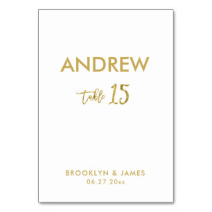 Gold Foil Effect Wedding Table Cards Tabelle 15 Tischnummer