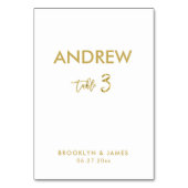Gold Foil Effect Wedding Table Cards Tabelle 3 Tischnummer (Rückseite)