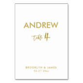 Gold Foil Effect Wedding Table Cards Tabelle 4 Tischnummer (Rückseite)