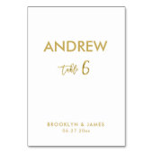 Gold Foil Effect Wedding Table Cards Tabelle 6 Tischnummer (Rückseite)