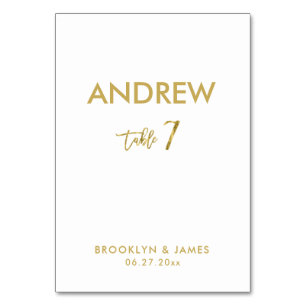 Gold Foil Effect Wedding Table Cards Tabelle 7 Tischnummer