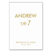 Gold Foil Effect Wedding Table Cards Tabelle 7 Tischnummer (Vorderseite)