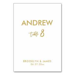 Gold Foil Effect Wedding Table Cards Tabelle 8 Tischnummer