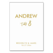 Gold Foil Effect Wedding Table Cards Tabelle 8 Tischnummer (Rückseite)