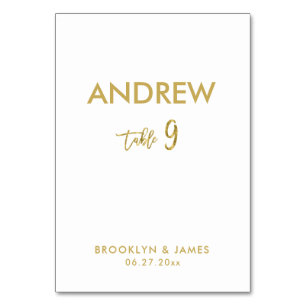 Gold Foil Effect Wedding Table Cards Tabelle 9 Tischnummer