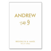 Gold Foil Effect Wedding Table Cards Tabelle 9 Tischnummer (Rückseite)
