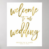 Gold Foil Effekt Willkommen bei unserem Hochzeitsz Poster (Vorne)