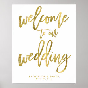 Gold Foil Effekt Willkommen bei unserem Hochzeitsz Poster