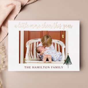 Gold Foil Elegante New Baby Foto Weihnachtskarte Folieneinladung