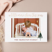Gold Foil Elegante New Baby Foto Weihnachtskarte Folieneinladung